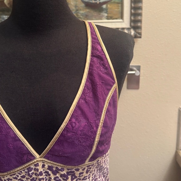 FREE PEOPLE Cheetah Lace Purple Gold Women’s SZ SM Boho Bohemian Slip Dress EUC - Picture 10 of 16